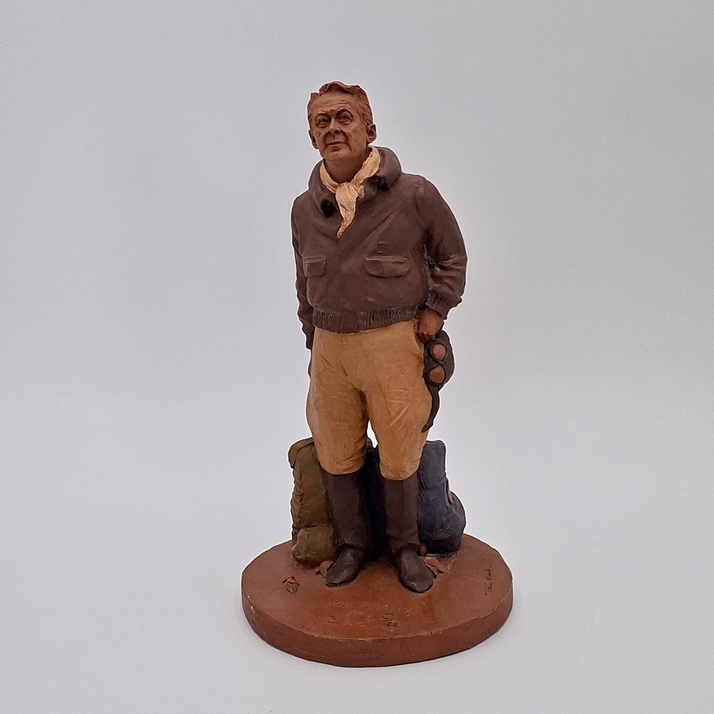 The Aviator By Tom Clark 1984, Signed VTG Tall Statue Nostalgic Airplane Pilot